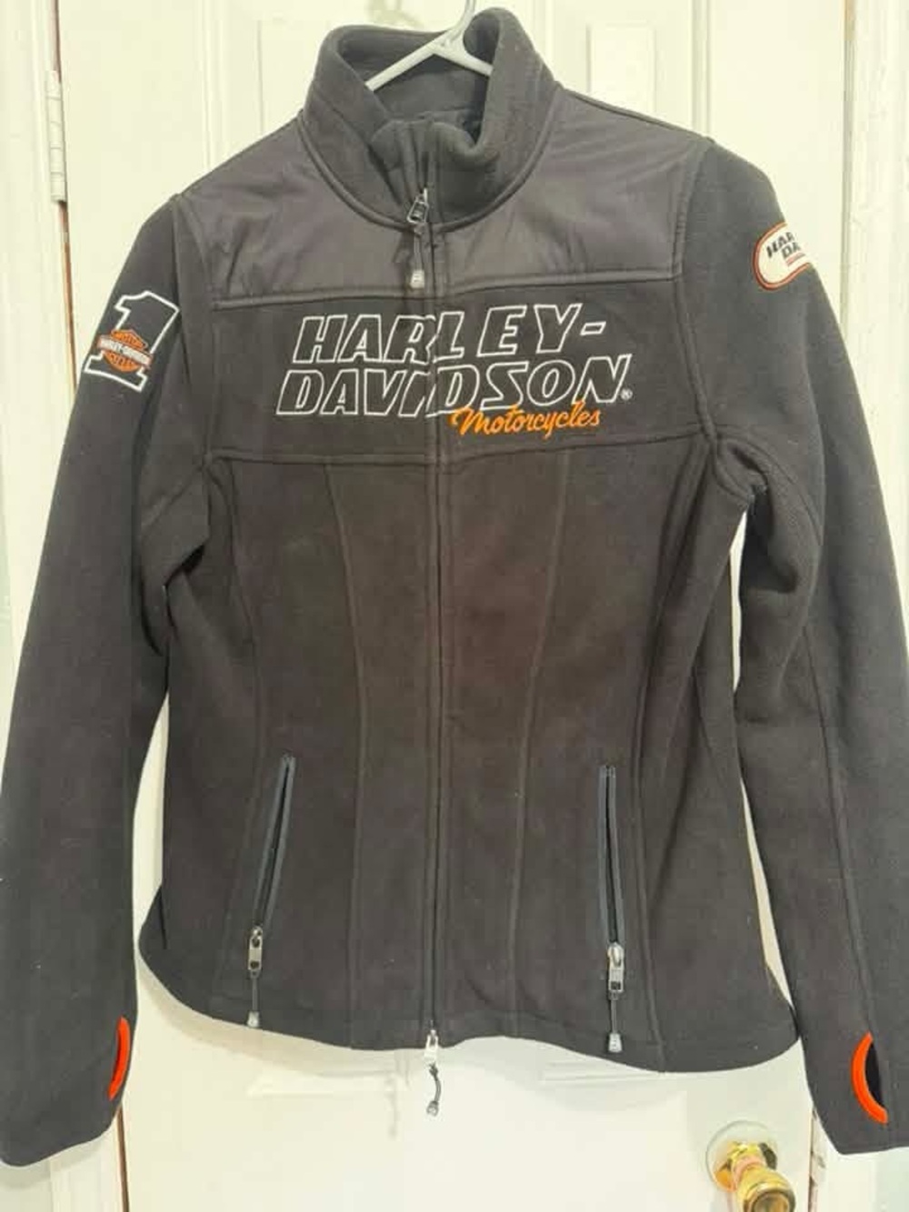 Harley-Davidson Women's Black Fleece Logo Jacket with Orange Accents